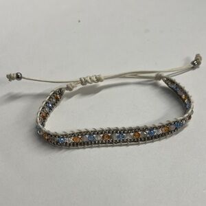 Crystal Beads Adjustable Draw-cord White Cord Bracelet
